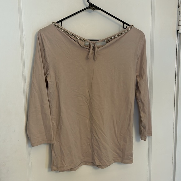 Ann Taylor Beaded Neck Line Top - Picture 3 of 5